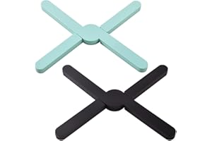 Newk Non-Slip Foldable Silicone Trivets for Hot Dishes, 2 Packs Eco Expanding Silicone Pot Holder, Hot Pad, Collapsible Cross Design