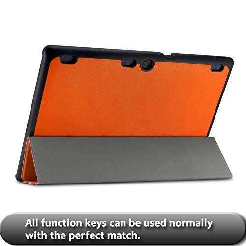 Infiland Lenovo Tab 2 A10-70 / Tab 2 A10-70L / Tab 2 A10-70F / Tab 2 A10-30F / Tab 2 A10-30L / Tab 3 10 Business/ Tab3 10 Plus Hülle Case, Ultra Dünn Tri-Fold Smart-Muschel PU Leder Schutzhülle für Lenovo Tab 2 A10-70 / Tab 2 A10-30 / Tab 3 10 Business/ Tab3 10 Plus 10,1 Zoll Tablet (mit Auto Schlaf / Wach Funktion)(Orange) - 7
