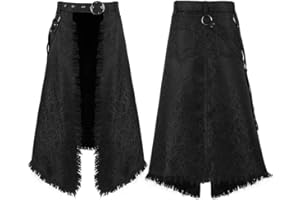 Baymate Damen Vintage Rock Halbkörper-Kleid Gothic Steampunk Rock mit Rüschen Elastische Taille mit Kordelzug Kleidung Bühnenauftritte für Karneval