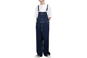 SNAKELL Denim Overall Bib Dungarees Men's Relaxed Fit Denim Dungarees Overalls Jeans Bib Overall Dungarees with Adjustable Straps Pockets Denim Overall Pants Casual Sleeveless Rompers Suspender Playsuits
