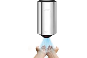 anydry Secador de Manos eléctrico Compacto Secador de Manos automático de Alta Velocidad de Acero Inoxidable Pulido 1350 W