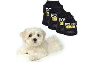 SMDARROY Haustier Hund Welpen Weste T-Shirt Polizei Anzug Cosplay Hund Kostüm schwarz
