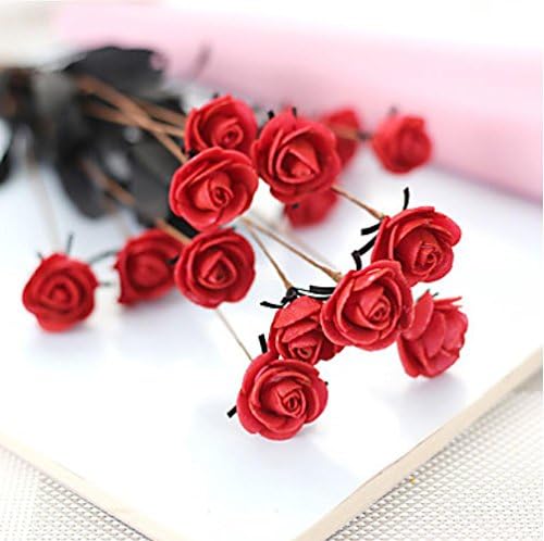 1 Branch Styrofoam Roses Tabletop Flower Artificial Flowers , ruby