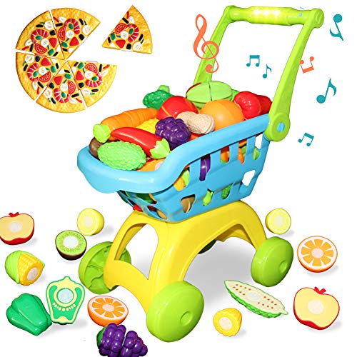 Preisvergleich Produktbild Buyger Küchen Schneiden Obst Gemüse Lebensmittel Einkaufswagen Supermarkt Rollenspiele Pädagogisches Spielzeug Kinder