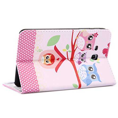 tinxi® Für Samsung Tab 3 7.0 Lite Case, Kunstleder Tasche für Samsung Galaxy Tab 3 7.0 Lite T110 T111 T113 T116 7 Zoll (17,78 cm) Tasche Folio PC Tablet Schutzhülle Hülle Etui Flipcase Cover Case Familie Eulen Owl Uhu Kauz (NICHT FÜR Tab 3 7.0 T210 T211 geeignet) - 3