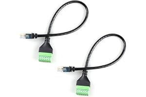 Hsupez 2 pezzi RJ12 maschio a 6 pin morsettiera adattatore per cavo di prolunga per telefono Cat3, connettore RJ12 6P6C su cavo telefonico a 6 poli, per computer desktop, DVR digitali ecc. (30 cm)