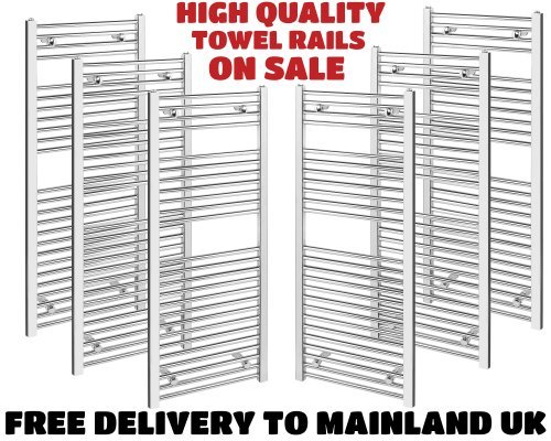 600x1400 Curved Chrome Heated Towel Rail - Radiators, 3279 Btu