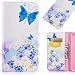 Produktbild Ougger Handyhülle passt für Huawei P10 Plus Hülle Tasche, Blau Schmetterling Beutel BriefHülle Tasche Bumper Schale Schutzhülle PU Leder Weich Magnetisch Stehen Silikon Haut Flip Cover mit Kartenslot