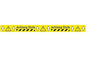 Finest Folia Antirutsch Bodenaufkleber Warnung Aufkleber rutschfest gelber Warnaufkleber Warnzeichen Bodenmarkierung selbstklebend wasserfest RX054 (01 Achtung Stufe, 600 x 50mm)
