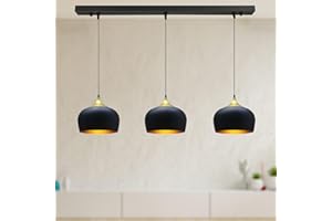 bamyum Set di 3 Lampade a Sospensione Industriali Nero-Oro