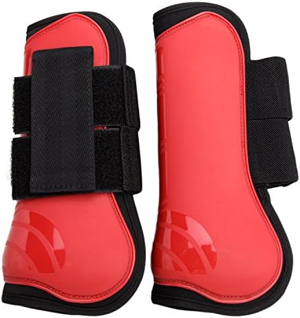 HOGAR AMO Horse Tendon Boots PU + Neoprene Show Travel Brushing Open Boots Set Horse Tendon Leg Protection