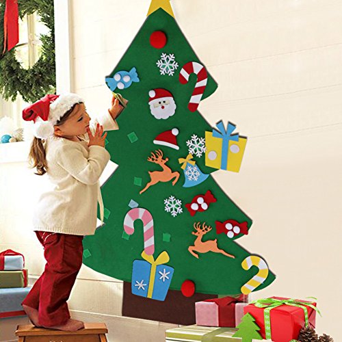 Aytai DIY árbol de Navidad de fieltro con adornos para los niños Regalos de Navidad de Año Nuevo pared de la puerta decoraciones colgantes