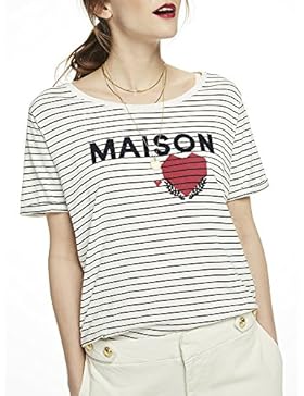 Scotch & Soda Damen Open Neck Logo T-Shirt