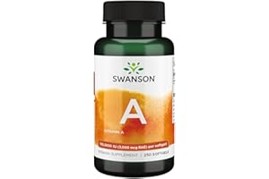 Swanson, Vitamin A 10.000IU (3.000mcg), con Olio di Fegato di Merluzzo, 250 Softgels, Altamente Dosato, Testato in Laboratorio, Senza Soia, Senza Glutine, non OGM
