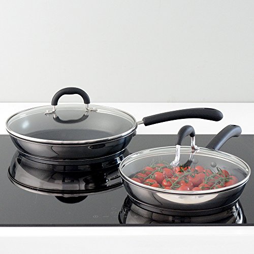 ProCook Gourmet Steel Frying Pan with Lid Set 24cm and 28cm