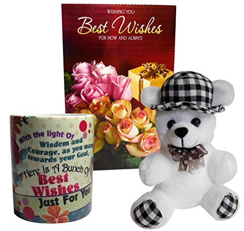 Siddhi Gifts Best Wishes Greeting Card, Coffee Mug With Soft Cute Teddy