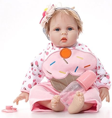 Lovely Girl Baby Toy Silicone Reborn Doll Gift Toy As Kids Playmates Birthday Xmas Gift. 22 inches
