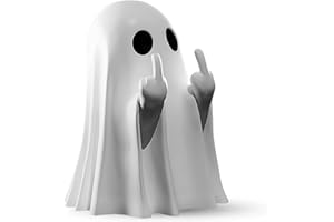 Lilibeila Middle Finger Ghost Ornament,Spooky Halloween Decor for Indoor & Outdoor,Halloween Decorations,Resin Rude Ghost Figurine, Unique Party & Gift Idea