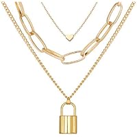 Jewels Galaxy Gold Plated Trending Lock Inspired Layered Necklace Set