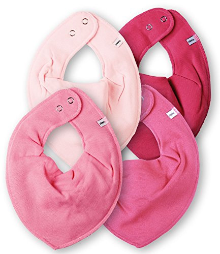 Pippi - Baby Girl's Triangular Scarf/Bib - Set of 4 - Pink