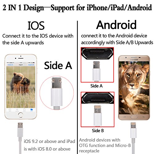 fulllight Tech 2 in 1 SD Card Reader für iPhone/Samsung/Huawei/iPad/Android Tablet Get gratis Micro SD Card Adapter & USB Typ C Adapter - 4