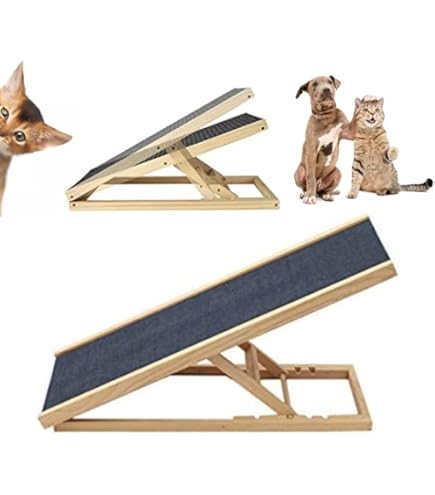 Folding Dog Pet Ladder Vehicle Ramp W/Anti-slip Carpet, Solid Wooden Pet Ramp For Medium/Large Dog, Lightweight Portable Dog Ramp For Cars Sofa Bed, Adjustable For 4 Heights, 100CM Length - View #11