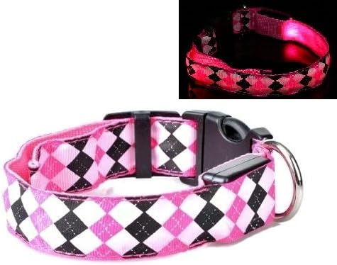 Flashing LED Light Up Dog Collar Will Help You See Your Dog In The Dark Or At A Distance - This Collar Can Be Used As a Main Collar Or An Additional Collar (PINK - MEDIUM)