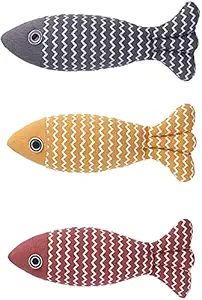 Pets Empire Catnip Fish Cat Toy Interactive Soft Plush Pillow Chew Bite Kick Supplies for Indoor Kitten (RED)