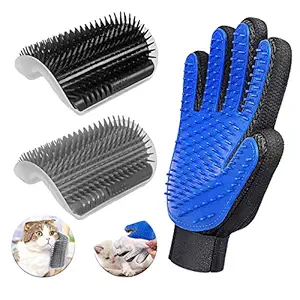 D-buy 3 Pack Cat Groomer Brush Set, Cat Self Groomers Corner Massage Combs with Catnip, Pet Grooming Mitts Brush Gloves for Short Long Fur Cats, Pet Hair Remover Grooming Brush Massage Tool for Kitte