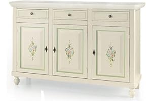 Mar.c.a. Design - Credenza Soggiorno in Legno di Pioppo, Stile Classico Arte Povera Elegante e Funzionale, Mobile Made in Italy