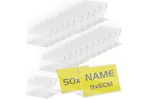 TAPKUA 50 Pezzi Espositore da Tavolo Inclinati, 9x6 cm Verticale Espositori Acrilico Trasparente, Supporto Pubblicitario da Banco, per Menù, Carta, Schede Informative, Immagini e Altro