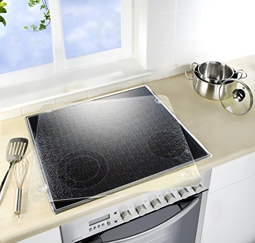 WENKO 2511910100 Herdabdeckplatte Universal 3 in 1 – für alle Herdarten, Gehärtetes Glas, 56 x 1.8-4.5 x 50 cm, Transparent - 2