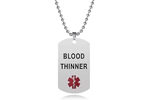 LSxAB Red Medical Alert ID Necklace for Men Women Emergency First Aid Seniors Health Alarm Laser Engraved Pendant Stainless Steel Jewellery