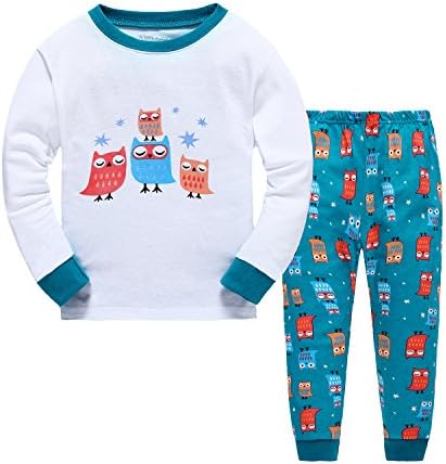 Boys Cotton Long Sleeve PJs Sets Kids PJs 2 Piece Pyjamas Nightwear Sleepwear Blue 4-5 Years