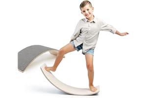 MAMOI® Wooden balance board for kids, Rocker seesaw, Baby balancing games, Toddler balance game, Wobble board, Play equipment for children, sensory toys