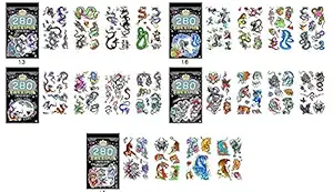 Birthday PopperTemporary Tattoos (Set of 5 Booklets) for All Age Group |Cute Style | 50+ Tattoo Designs |Body Art Stickers for Fun Party |Kids Birthday Return Gifts
