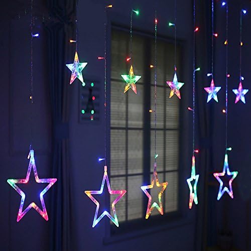 Christmas Lamp Strips LED 12 Stars of Different Sizes Star String Lights for Christmas Party Festival Decoration Lights Decorative Wedding Lights (Corlorful)