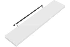 Casaria Mensola da Parete Legno 70cm con Supporto 50-110cm Pensile Bagno 15kg Cucina Libreria Bianco
