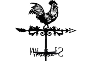 INFUNLY Schwarze Hahn-Wetterfahne, Küken-Windfahne, Rein Handgefertigt, Hahn-Eisen, Richtungsschild, Dachgarten, Außenbereich, Bauernhaus-Dekoration, 35 cm x 27 cm