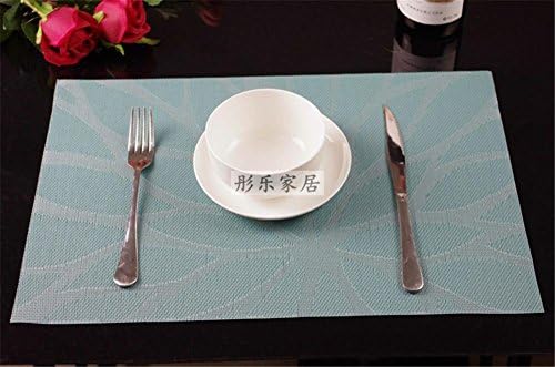 DIANZHUO Placemat 4 Pcs Simple Rectangle Placemat Insulation Pads Fashion Waterproof Placemat Table Mats Plate Pad Bowl Pad , Light Blue