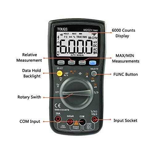 TOUGS M202 True-RMS Autorange Digital Multimeter Elektrischer Multi Tester mit REL und MAX / MIN Datum Hold - 2