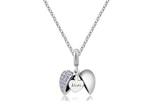 KunBead Jewelry 18 inch Open Heart I Love You Crystal Charm Pendant Mum Necklace for Women Girls
