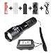 Produktbild Taschenlampe Super Helle Hochleistungs Cree Led, Hochwertiges Set - USB-Ladegerät + 18650 Akku, 900 Lumen, Einstellbarer Zoom, 5 Beleuchtungsmodi, Stoßfest, Wasserdicht, Schwarzes Aluminium, Outdoor, Sports