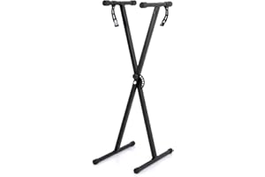 NONE MANUFACTUER Electronic Piano Keyboard Stand with Locking Strap X Stand Music Keyboard Standard Portable Rack 7 Adjustable Height Positions for Electronic Piano