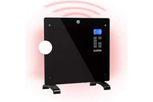 Klarstein Stufa Elettrica Basso Consumo, 1000W, con Rotelle, Termosifone Portatile, Termoconvettore a Parete con Termostato, Stufetta per Casa