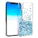 Produktbild KOUYI iPhone XR Hülle Glitzer, Luxus Fließen Flüssig Glitzer 3D Bling Dynamisch Silikon Weich Flexible TPU Kreativ Shiny Glitter Cover Beschützer für Apple iPhone XS/iPhone XR (Silber Blau)