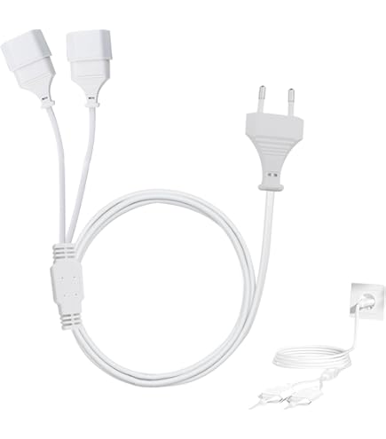 AXFEE Verlengkabel 30 Cm - 2 Stuks, Wit, 1 Naar 2 Stekker, Max 1380W