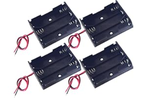 Yosawo 4-Pieces 3x1.5V(4.5V) AA Battery Holder Case,Black Plastic DIY Battery Storage Box with Red and Black Wire Leads (AA3)