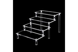 MEIYIFAN Akrylowy stojak na wyświetlacz, 4-stopniowy akrylowy stojak na wystawę, przezroczysty akrylowy stojak na figurki, biżuterię, babeczki, szminki, lakier do paznokci, przyprawy (30 x 26 x 20 cm)