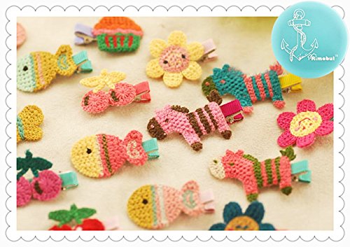Rimobul 15 PCS Handmade Crocheted Animal Theme Mini Hair Clips for Kids (Animal Theme)